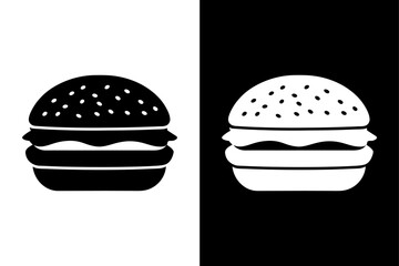 Monochrome Burger Silhouette Vector Perfect for Menus & Branding.
