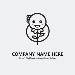 Flower illustration black and white for logo company vector image
