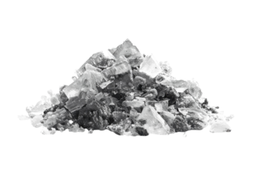Shimmering pile of various types of salt mineral arranged on a bright background