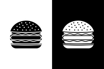 Black & White Burger Silhouette Vector High-Quality PNG & SVG.