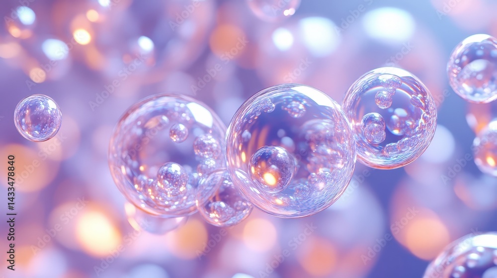 Poster a geometric bubble pattern with evenly spaced transparent spheres in a structured arrangement.