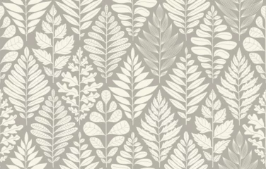 Gardinen Pflanzen Muster  Hand drawn minimal abstract leaves shapes seamless pattern.  © andin
