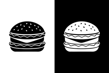 Burger Icon Vector in Black and White Download Now.