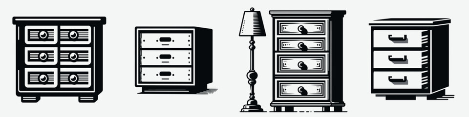 Fototapeta premium A Drawer unit. Stationary graphic design. Storage furniture cabinet chest container for home organization keeping belongings.