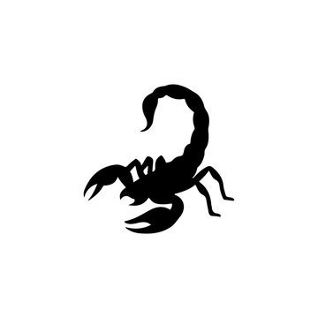recommend clip art: Simple black silhouette of a scorpion with raised stinger.