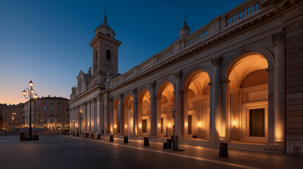 Naklejka premium Twilight Grandeur: Santa Maria Maggiore in Deep Blue Light