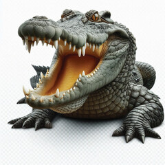 Crocodile Isolated on Transparent White Background – Realistic Wild Animal