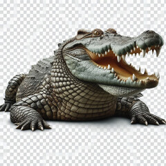 Naklejka premium Crocodile Isolated on Transparent White Background – Realistic Wild Animal