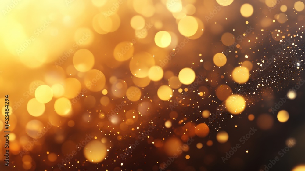 Aufkleber gold bokeh backdrop with delicate light particles floating gracefully