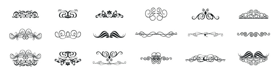 Vintage design lace borders monogram logo and corners Vector set art deco floral ornaments elements, Vector illustrations.