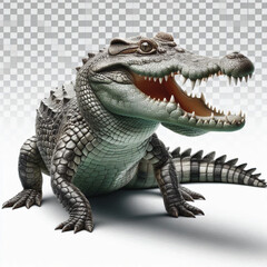 Obraz premium Crocodile Isolated on Transparent White Background – Realistic Wild Animal