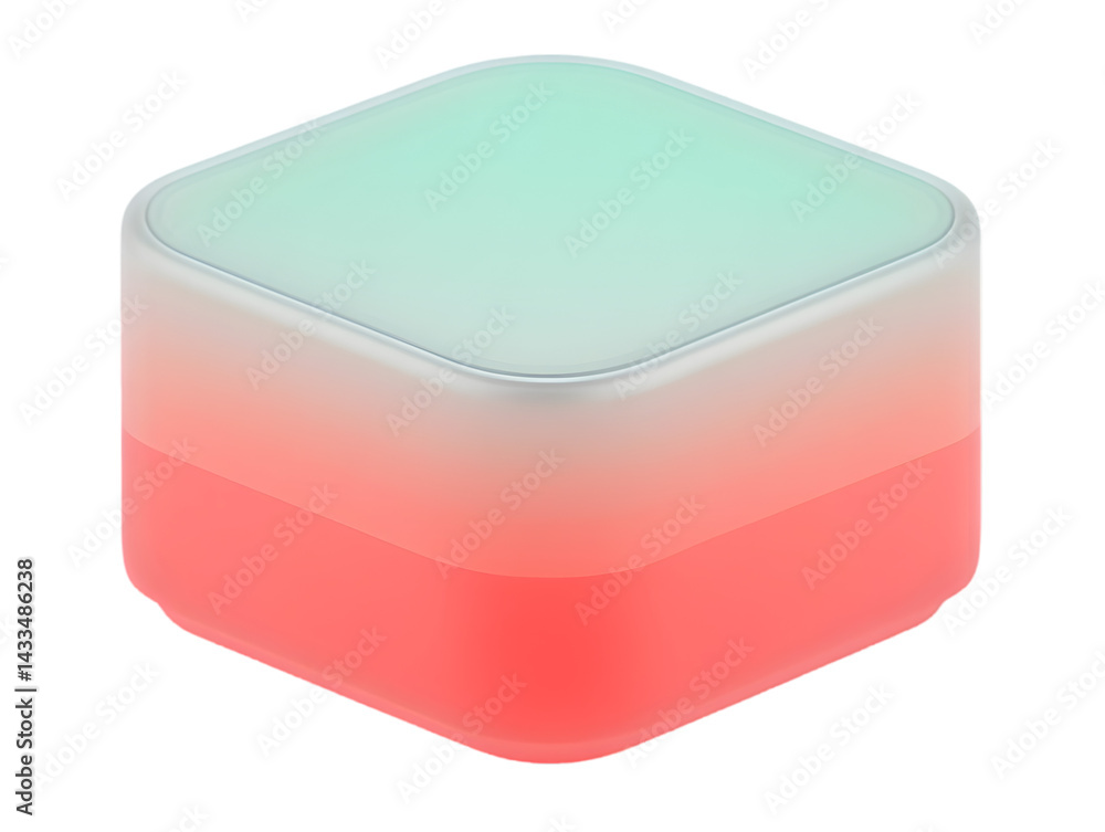 Poster 3d render of isolated cube with gradient colors in abstract style