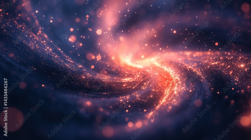 Poster vortex of swirling particles creating a sense of motion and depth