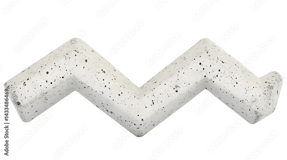 Poster 3d rendered abstract zigzag granite shape isolated on transparent background
