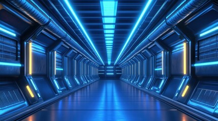 Fototapeta premium Glowing Neon Triangle Tunnel Perspective