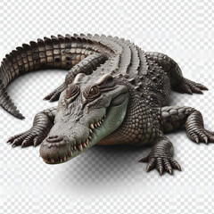 Fototapeta premium Crocodile Isolated on Transparent White Background – Realistic Wild Animal