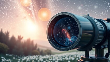 Telescope View of a Starry Galaxy at Dawn