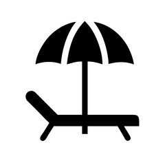 Beach Umbrella Over Chair Icon Design