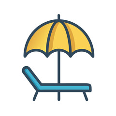 Beach Umbrella Over Chair Icon Design