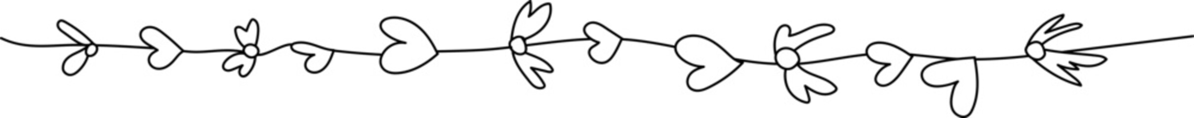 line divider separator heart hand drawing doodle scribble element
