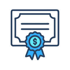 Certificate with Financial Seal Icon Design