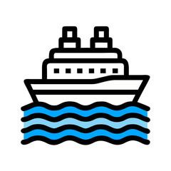 Obraz premium Cruise Ship on Water Icon Design