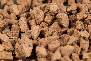 cork wood on the table, pieces of cork bark for domestic use, closeup