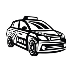 Black and White Car Icon, Vehicle Illustration, Minimalist Auto Design, Transport Art