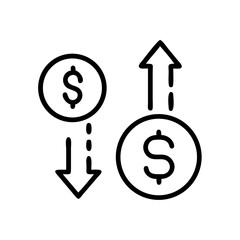 Dollar to Dollar Arrows Icon Design