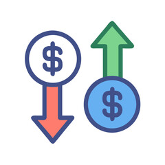 Dollar to Dollar Arrows Icon Design