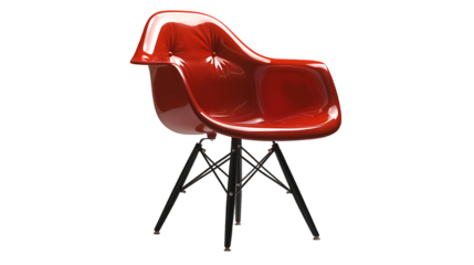 Red Plastic Chair Modern Eames-Inspired Seat for Homes.