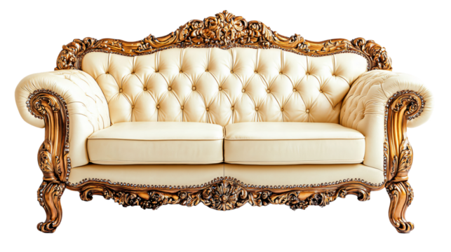 Luxury Leather Sofa Isolated on White Background - Elegant Furniture Design