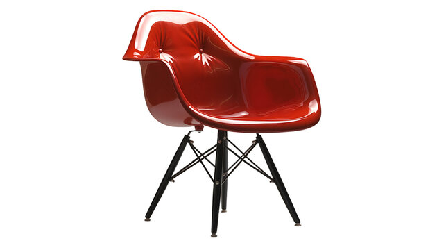 Red Plastic Chair Modern Eames-Inspired Seat for Homes.