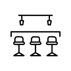 Hotel Bar with Stools Icon Design