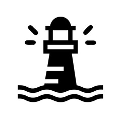 Lighthouse on Coast Icon Design
