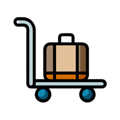 Luggage Trolley with Bag Icon Design