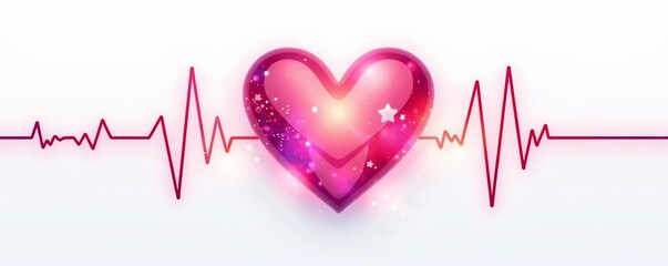 Illustration of heart beat graph forming heart shape on white background, cardiology, concept, medical equipment