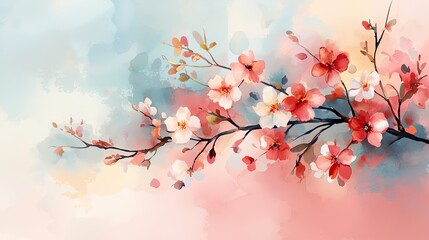 Fototapeta premium Artistic watercolor stationery featuring expressive floral brushstrokes