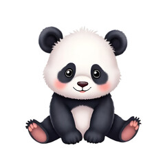 Baby cute panda on white background, watercolor style
