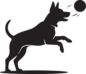 Silhouette of Dog Catching a Ball Playful Canine