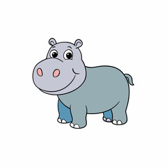 animal, cartoon, hippo, illustration, mammal, vector, hippopotamus, wild, wildlife, rhino, fun, safari, elephant, comic, zoo, nature, art, pig, baby, drawing, funny, character, pink, cute, design