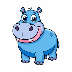 animal, cartoon, hippo, illustration, vector, mammal, hippopotamus, wild, rhino, wildlife, safari, zoo, baby, fun, rhinoceros, nature, art, character, comic, drawing, funny, elephant, cute, design, be