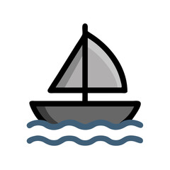 Sailboat on Sea Icon Design