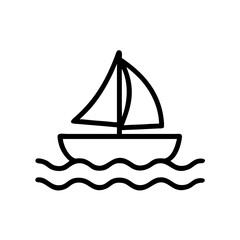 Sailboat on Sea Icon Design
