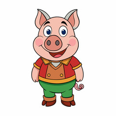 pig, cartoon, animal, vector, illustration, farm, dog, pink, piglet, mammal, baby, pet, cute, character, cat, isolated, funny, smile, fun, happy, pork, icon, piggy, drawing, horse
