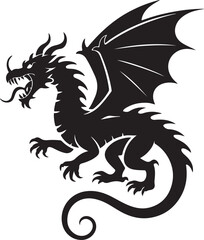 Black Silhouette of a Powerful Winged Dragon