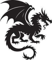 Black Silhouette of a Majestic Winged Dragon