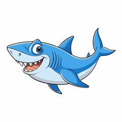 shark cartoon isolated on white