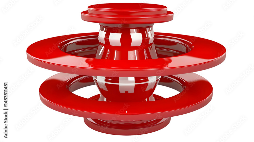 Poster abstract red 3d rendered geometric design isolated on transparent background