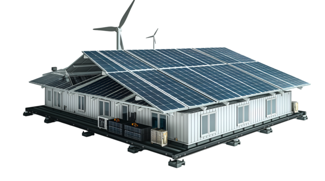 Modern Eco House Solar & Wind Powered Sustainable Home 3D Model.